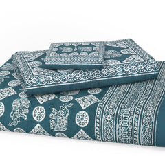 Printed Double Bedsheet For Queen Size With 2 Matching Pillow Cover | Size 90 X 100 Inches, Dark Green - Handloom Cotton Bedsheets For Double Bed | Soft & Smooth