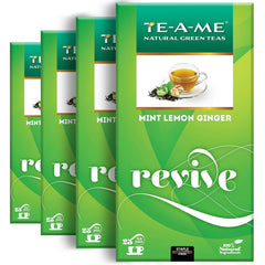 TE-A-ME Mint, Lemon & Ginger Revive Green Tea - Pack Of 4 X 25 Tea Bags | Boosts Immunity & Metabolism - 100% Natural Ingredients