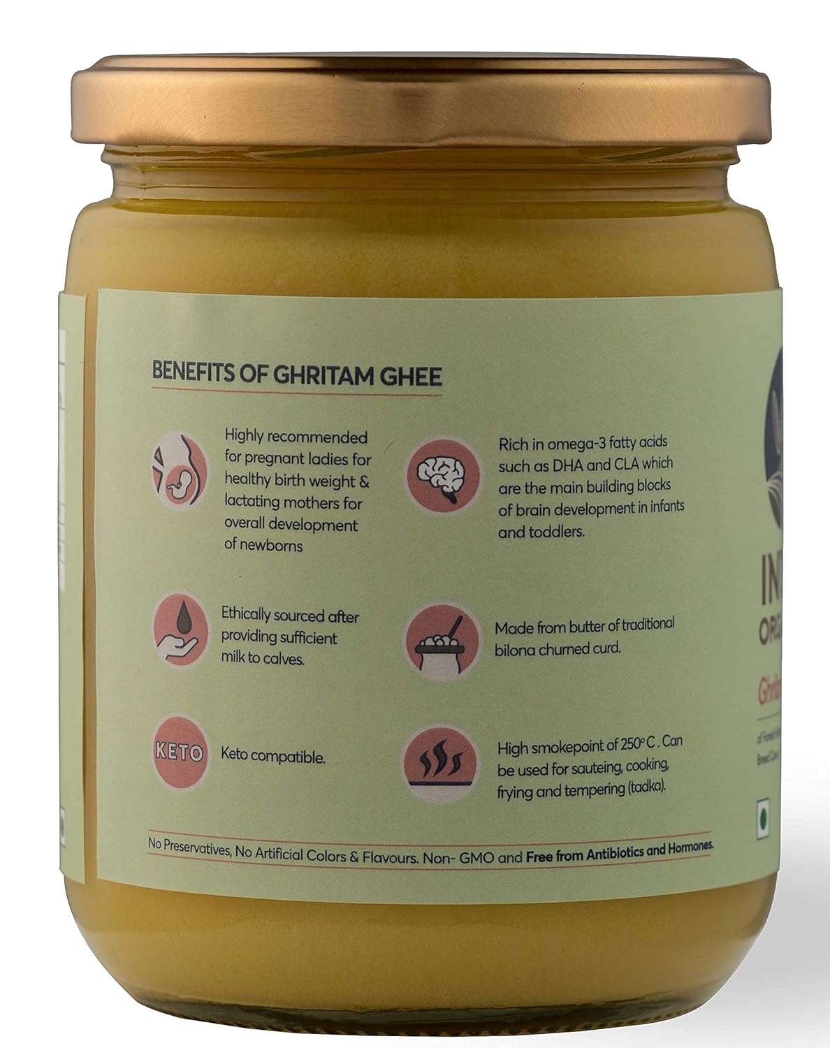 Premium Ghritam Vedic A2 Ghee By Indic Organics | Good Source Of Healthy & Nutritious Desi Cow Ghee For Improves Digestion | (500ml) 16.9 Ounce | Jar Pack Premium Ghritam Vedic A2 Ghee By Indic Organics | Good Source Of Healthy & Nutritious Desi Cow Ghee For Improves Digestion | (500ml) 16.9 Ounce | Jar Pack