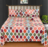 Bedding Set With 1 Pc Bedsheet, 2 Pc Cushion With Zip, 2 Pc Pillow Covers | 90 X 100 Inches, Multicolor - Traditional Jaipuri Prints Bedsheet | Wrinkle Free & Durable For Long Lasting Use