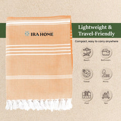 Ira Home 100% Organic Bamboo Bath Towel 350 Gsm | Ultra Soft, Quick Dry, Super Absorbent, Lightweight Bath Towel (Yellow)