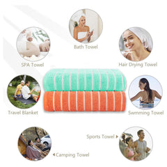 Casa Copenhagen Designed In Denmark Estatic Super Soft 2 Pieces 100% Cotton Large Bath Towel 525 Gsm - Aqua Blue & Orange