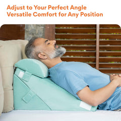Adjustable Wedge Pillow, Memory Foam Pillow For Head, Back Support, Aqua Green - 22 X 22 X 12 Inch | Wedge Cushion, Acid Reflux, Snoring, Gerd, Leg Elevation, Pregnancy, Washable