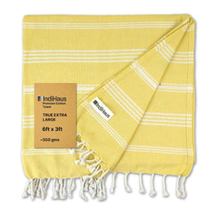 Indihaus Premium Extra Large Cotton Towel 330 Gsm | Soft, Absorbent & Comfortable Quick Dry Bath Towels Large Size (6Ft X 3Ft) (Sunshine Yellow)