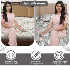 Combo 2 Single Bedsheet With 2 Pillow Cover - 57 X 87 Inches, White & Grey | 144 Thread Count Lightweight, Soft, Skin Friendly - Durable Bedsheets For Everyday Comfort