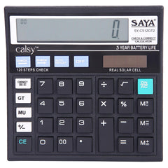 Saya Check And Correct Basic Desktop Calculator With 12-digit Large Display | Dual Power (Solar & Battery) | Ergonomic Design For Office & School Supplies | GST & Rate Function | 1 Year Warranty