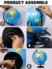 Globe For Kids, Stem Steam Educational World Globe With Magnifying Glass For Kids, Office, Students - 10 Inch (Blue) Political Globe, Pack Of 1