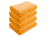 Black Gold The Finer Touch Oversized Microfiber Bath Towel 2600 Gsm | Soft Quick-Dry Microfiber Towel Lightweight, Absorbent & Travel-Friendly (Yellow) - Pack Of 4