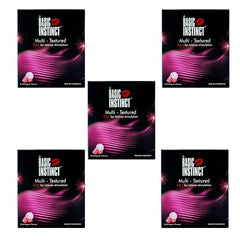 Basic Instinct Multi Texture Condoms For Men, 3 In 1 Ribbed, Ultra-smooth Latex 3 Pcs (Pack Of 5)