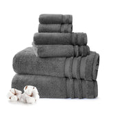 Mytrident Finesse 100% Cotton 2 Bath + 2 Hand & 2 Face Towels 1800 Gsm (Charcoal) -6 Piece