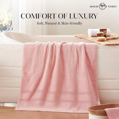 House Of Terry 100% Cotton Bath Towel 450 Gsm | Quick Dry, Fade-Resistant, Soft, Lightweight & Absorbent For Men & Women Large Size Towel (Baby Pink)