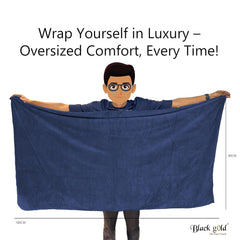 Black Gold The Finer Touch Oversized Microfiber Bath Towel 700 Gsm | Soft Quick-Dry Microfiber Towel For Men & Women | Lightweight, Absorbent & Travel-Friendly (Navy Blue)