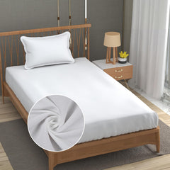 Solid Plain Single Size Bedsheet Set With 1 Pillow Covers | Size - 60 X 90 Inches, White | Ideal For All Seasons Due To Its Breathable Nature