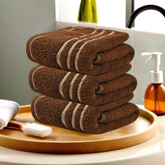 Kuber Industries Soft Cotton Face Towels 300 Gsm | For Men & Women | Easily Washable Pocket Towels & Workout Gym - Dark Brown (Pack Of 3)