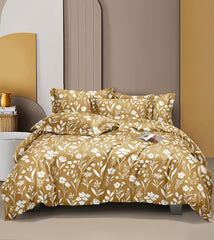 Double Bedsheet For King Size With 2 Pillow Cover + Comforter (72 X 78 Inches, Brown) | Super Soft Glace Cotton Elastic Fitted All Around | Soft To Touch & Light Weight