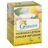 Grenera Moringa Lemon Ginger Infusion Tea - 20 Tea Bags | Herbal Dietary Supplement - Caffeine Free, Non-GMO, Gluten Free, Staple Free