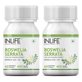 Inlife Boswellia Serrata Extract Boswellic Acids > 65% Joint Supplement, 400mg | 60 Vegetarian Capsules 100gm 0.2lbs Each Pack Of 2