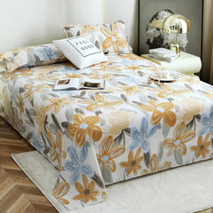 Bedsheet For Double Bed Cotton With 2 Pillow Covers, White & Yellow - Queen Size 88 X 100 Inches | 190 Thread Count - Ideal For Festive Occasions