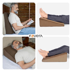 Wedge Pillow Memory Foam For Back Support, Velvet Brown, Medium Size - 7 Inch | Wedge Cushion, Acid Reflux, Snoring, Gerd, Leg Elevation, Pregnancy | Removable Cover, Multipurpose Pillow