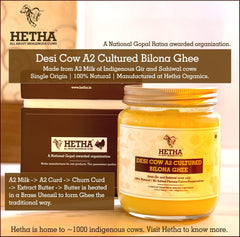 Premium Desi Cow Bilona A2 Cultured Ghee By Hetha | Good Source Of Energy & Nutrients Healthy Desi Ghee Perfect For Rotis | (500ml) 16.9 Ounce | Jar Pack