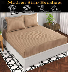 Cotton Double Bedsheet With 2 Pillow Cover - 90 X 90 Inches, Beige | Suitable For All Seasons & Easy To Wash | Bedding Set For Daily Use