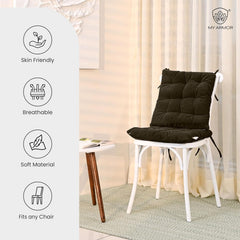 Square Chair Pads Cushion, For Comfortable Sitting, Brown Color - 40 X 40 Cm | Seat Cushions With Ties For Sitting, Pooja, Dining & Office Table | Furniture Cushion, Washable - Pack Of 4