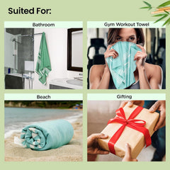 Mush Bamboo Turkish Towel 280 Gsm | 100% Bamboo Ultra Soft, Absorbent & Quick Dry Bath Towel Beach, Pool, Travel, Spa & Yoga (Aqua + D. Green & Navy)