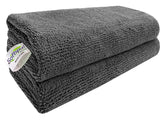 Softspun Microfiber Cleaning Cloths Towel Set 300 Gsm | Highly Absorbent Lint And Streak Free Multi-Purpose Wash Cloth For Kitchen, Car, Stainless (2 Pcs)- Grey
