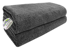 Softspun Microfiber Cleaning Cloths Towel Set 300 Gsm | Highly Absorbent Lint And Streak Free Multi-Purpose Wash Cloth For Kitchen, Car, Stainless (2 Pcs)- Grey