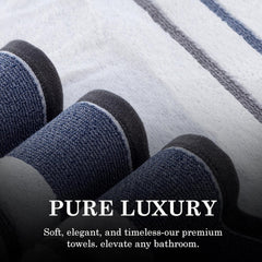 Casa Copenhagen Designed In Denmark White Bay Super Soft 2 Pieces 100% Cotton Large Bath Towel 525 Gsm - Blue/Dark Grey