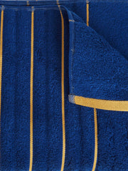 Spaces 100% Cotton Bath Towel 575 Gsm | Ribbed Texture High Absorbency High Loft Cotton Bath Towels (Dark Blue)