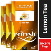 TE-A-ME Refresh Lemon Tea - Pack Of 3 X 25 Tea Bags | Rich Vitamin C & Antioxidants - Boosts Immune System | Contains Caffeine - 100% Natural Ingredients