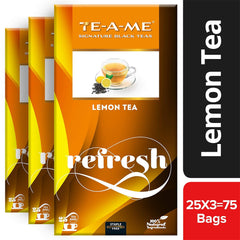 TE-A-ME Refresh Lemon Tea - Pack Of 3 X 25 Tea Bags | Rich Vitamin C & Antioxidants - Boosts Immune System | Contains Caffeine - 100% Natural Ingredients