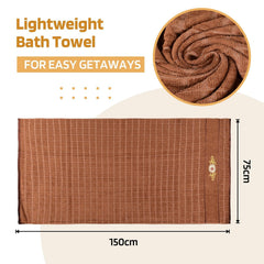 Kuber Industries Rectangle Super Absorbent Bath Towel 2000 Gsm | Soft & Comfortable Swimming & Bathing Towels | Gold Flower (Brown)- Pack Of 4