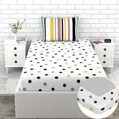 Cotton Elastic Fitted Bedsheet Single Bed With 1 Pillow Cover - 36 X 78 Inches, Multicolor | Perfect For Everyday Use | Ultra-Soft & Breathable