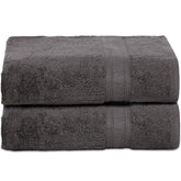 Ambra Linens Highly Absorbent Towels Set 500 Gsm | 100% Cotton Soft And Plush All Seasons Use Large Everyday Use, Durable (2 Pieces) | Solid Grey