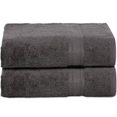Ambra Linens Highly Absorbent Towels Set 500 Gsm | 100% Cotton Soft And Plush All Seasons Use Large Everyday Use, Durable (2 Pieces) | Solid Grey