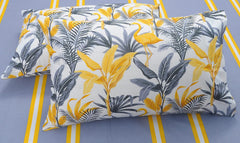 Bedsheets For King Size Bed With 2 Pillow Covers - 108 X 108 Inches | Stripes & Flamingos Grey & Yellow | Perfect For Home Decor & Gifts | 144 Thread Count