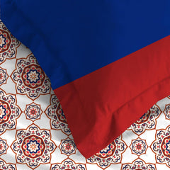 1 Single Size Bedsheet With 1 Pillow Cover (60 X 90 Inches) Red & Blue | Bedsheet Set - Urban Comfort Collection, Breathable & Superior Softness | 144 Thread Count