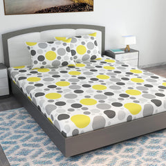 King Size Double Bedsheet With 2 Pillow Covers - 108 X 108 Inches, Grey & White | Soft & Durable For Everyday Use - All Season Comfort