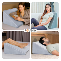 Wedge Pillows, Orthopedic Memory Foam Back Support For Bed, Grey, Medium Size - 18 L X 17.5 W X 11 H Inch | Wedge Cushion, For Acid Reflux, Snoring, Gerd, Leg Elevation, Removable Cover