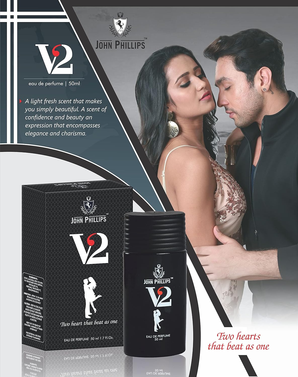 John Phillips V2 50ml 1.6 Fl.oz. & Dark Code 60ml  2 Fl.oz. Eau De Parfum For Men & Women | Pack Of 2 John Phillips V2 50ml 1.6 Fl.oz. & Dark Code 60ml  2 Fl.oz. Eau De Parfum For Men & Women | Pack Of 2