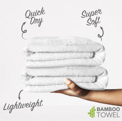 Heelium Bamboo Bath Towel 4x Softer & Quick Drying 400 Gsm (White)