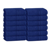 Boutiquo Ultra Soft 100% Cotton Washcloths 1800 Gsm | Contains Face Cloths Compact & Lightweight Multi Purpose Washcloths - Navy Blue (12 Piece)