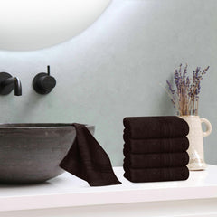 Boutiquo Ultra Soft 100% Cotton Washcloths 1800 Gsm | Contains Face Cloths Compact & Lightweight Multi Purpose Washcloths - Chocolate Brown (12 Piece)