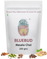 Bluebud Masala Chai Patti 200gm, 7.05 Ounce - 100 Cups | Premium Assam CTC Tea Granules With 100% Natural Spices - Strong & Tasty Homemade Recipe | Hand Blended Teas