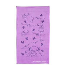 Jbg Home Store Kids Bath Towel 250 Gsm | Premium Microfiber Quick Drying Towels For Babies, Cartoon Print Wash Dry Cloth Towel (Purple Bear) - 1 Pcs