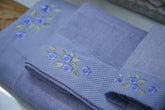 100% Bamboo Embroidery Bath, Hand & Face Towel Set 900 Gsm (Blue) - 3 Pcs
