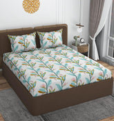 Queen Size Double Bedsheets With 2 Pillow Cover - Size 60 X 78 X 10 Inches, White | All Around Elastic Fitted - Lightweight, Soft & Comfortable
