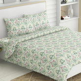 Bedsheet King Size 100% Pure Cotton Floral Sheet With 2 Pillow Covers | 108 X 108 Inches, Green & Pink | Perfect For Gifting On Weddings, Housewarmings, Or Anniversaries